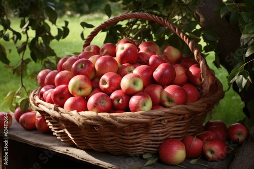 basket filled with freshly picked apples