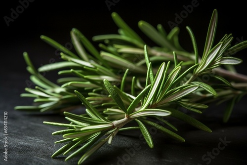 A cluster of fragrant rosemary leaves. Generative AI