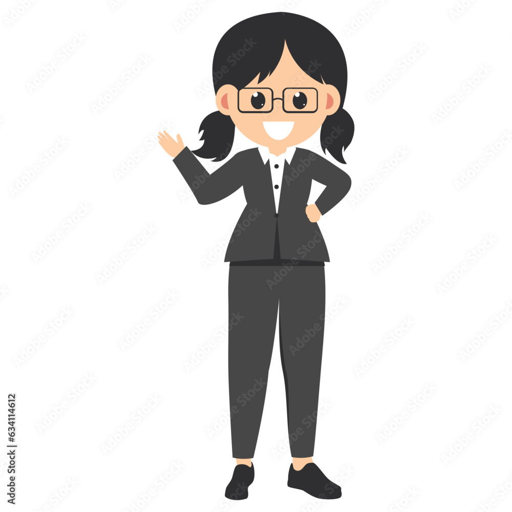 cute female teacher cartoon illustration