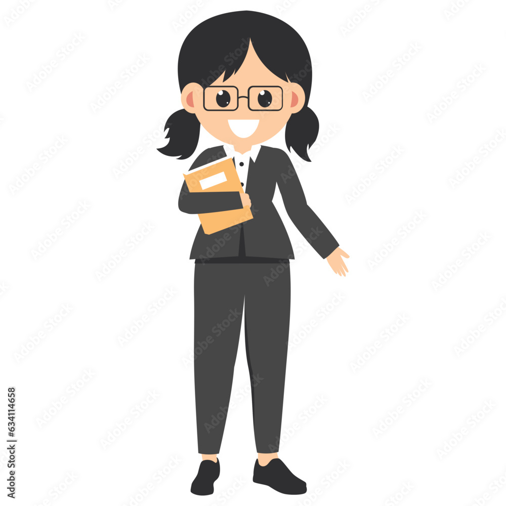 cute female teacher cartoon illustration