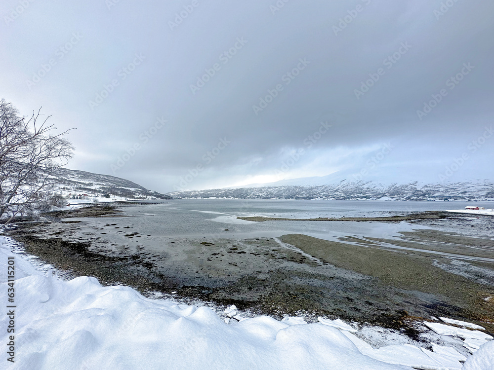 snowy landscape nature in Tromso, Norway snowy landscape nature in Tromso, Norway