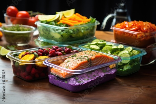 colorful meal prep containers with nutritious food variety
