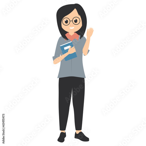 cute female teachercartoon illustration