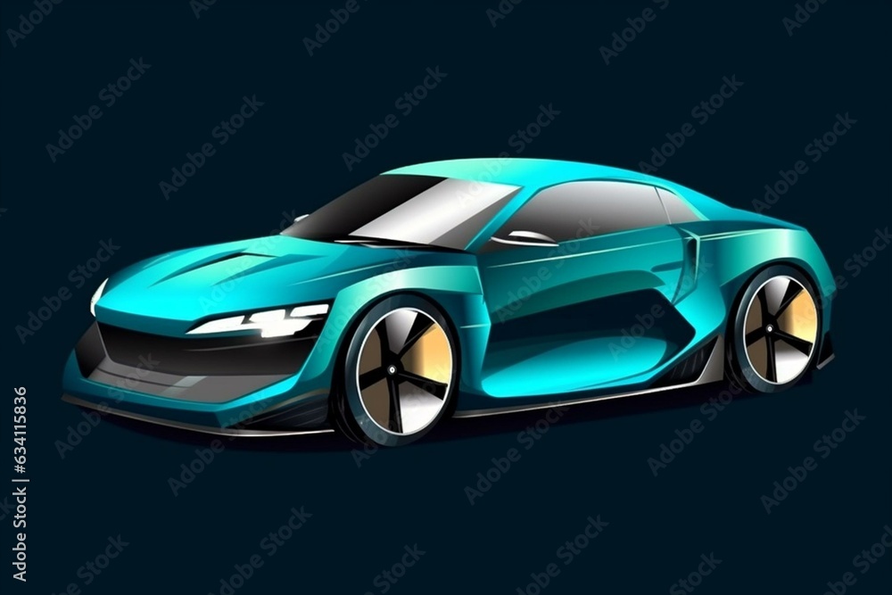 Illustration of a modern sports car with a city car design and logo concept. Generative AI