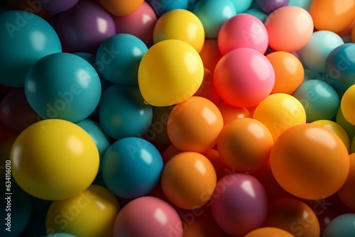 Multicolored balloons form abstract background. Generative AI