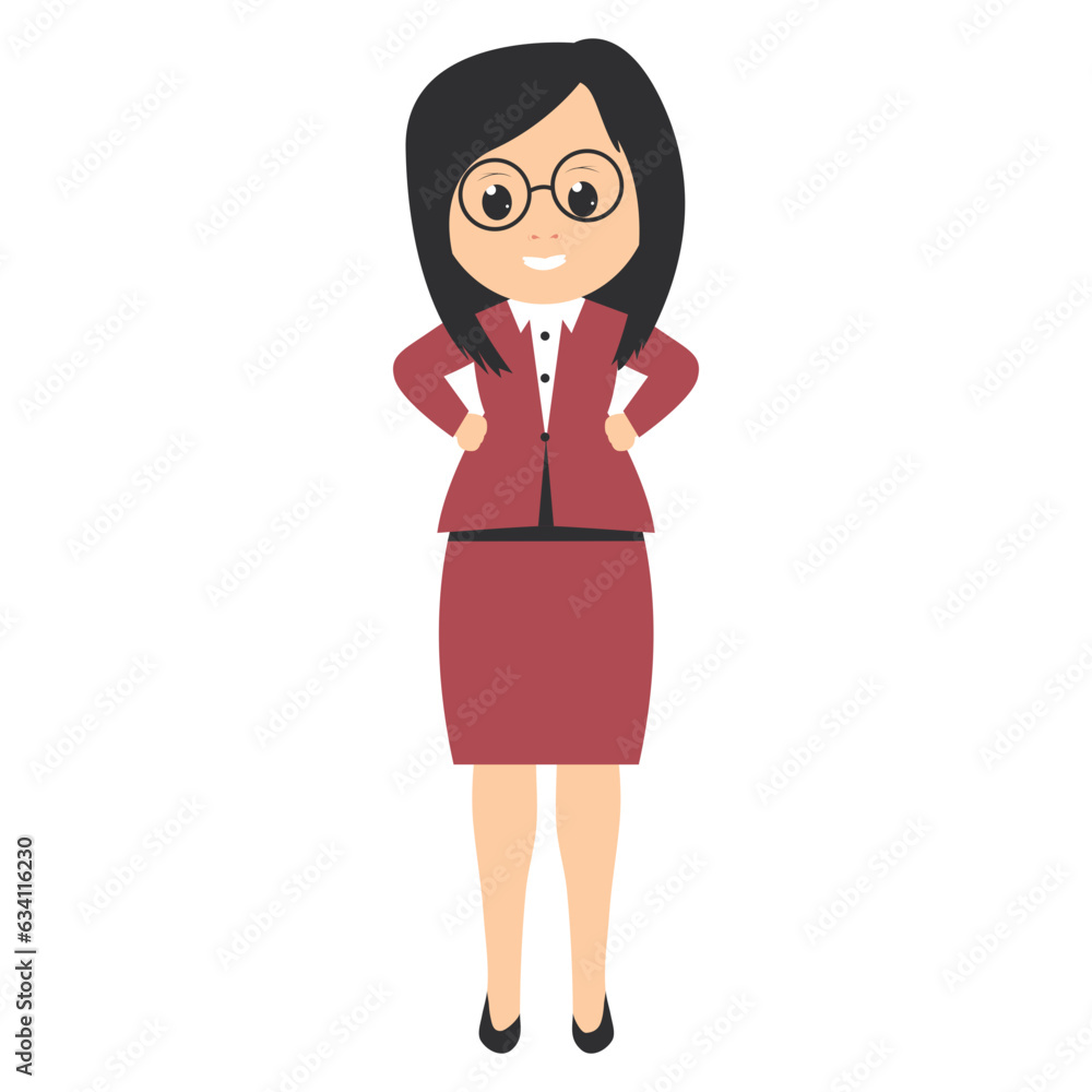 Fototapeta premium cute female teacher cartoon illustration