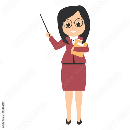 cute female teacher cartoon illustration