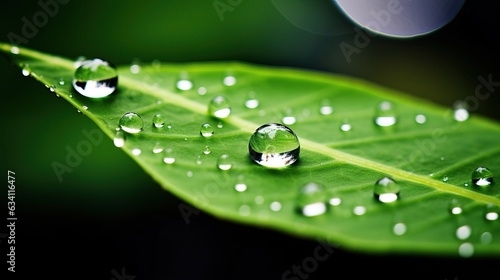 A drop of water on a leaf. Created using Generative AI technology.