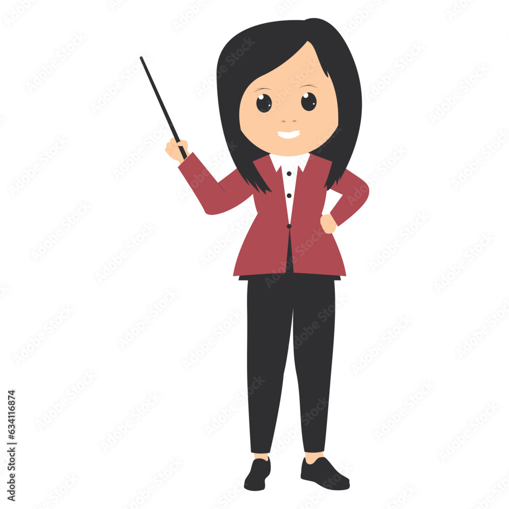 cute female teacher cartoon illustration