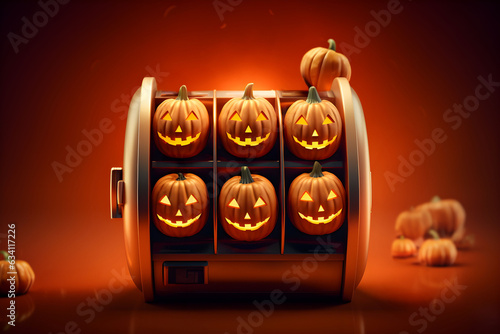 halloween slot machine, halloween event at the casino, casino chips, pumpkins and jack o lantern, games at the casino, las vegas, horror, fear, seasonal events, gambling, photo