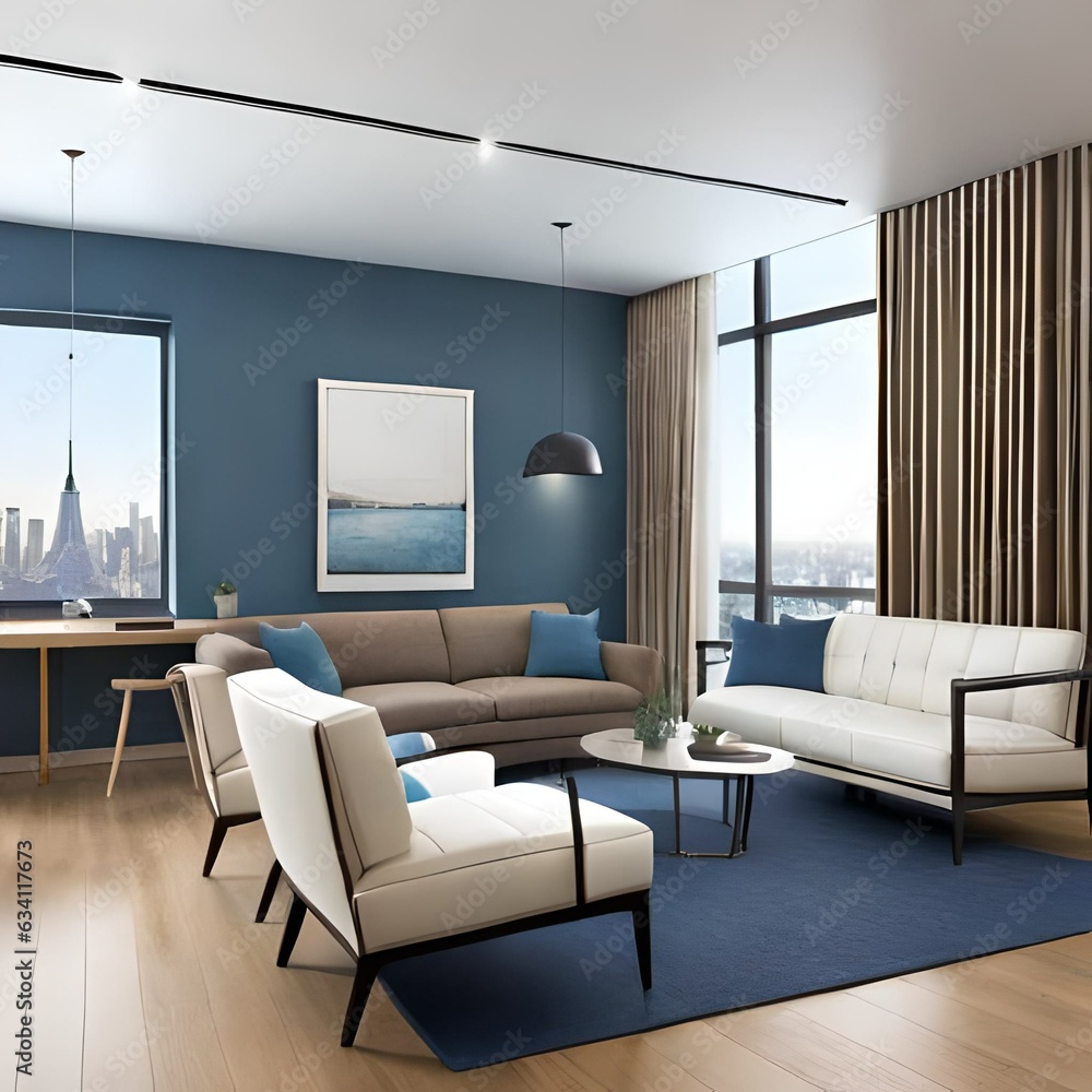 Fototapeta premium modern living room with fireplace