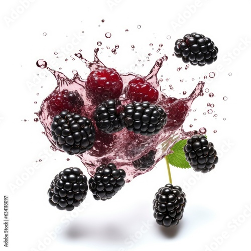 Wallpaper Mural Blackberry in splashes. Falling of blackberry with water splash isolated on white background Torontodigital.ca