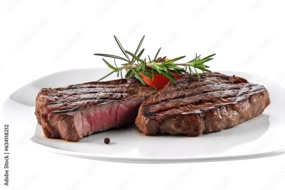 steak on table isolated on white steak on table isolated on white