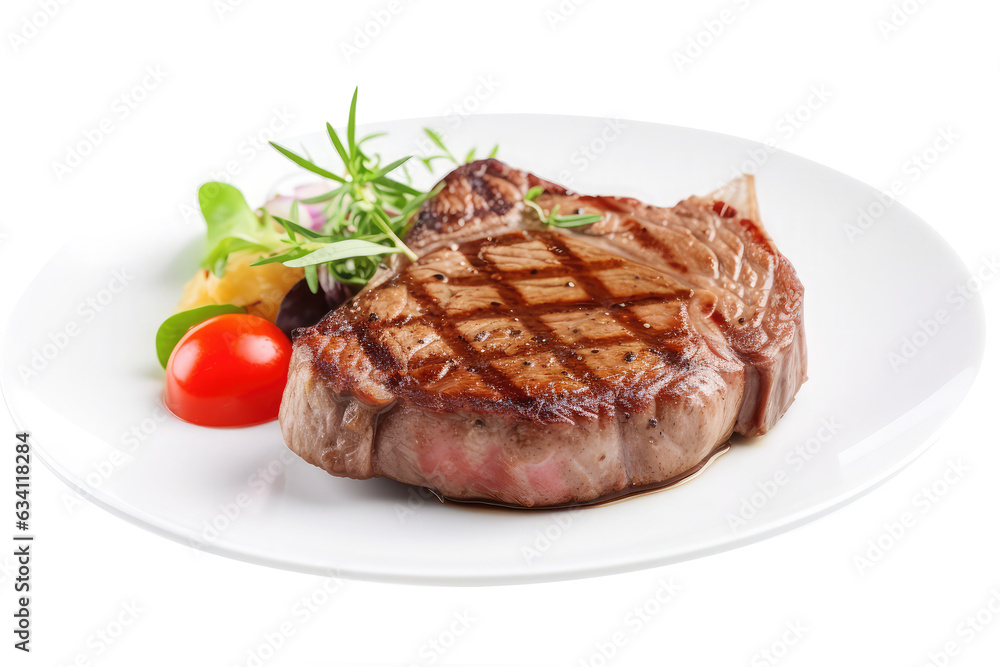 steak on table isolated on white