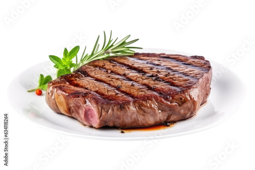 steak on table isolated on white