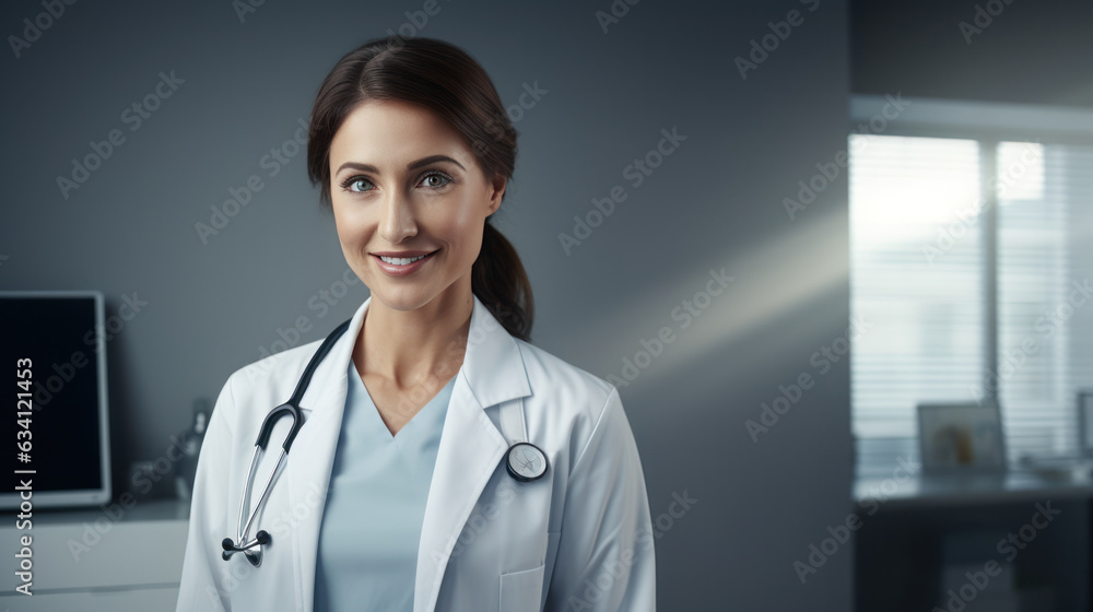 The doctor was beaming. reliable friendly wearing a white lab coat The doctor was beaming. reliable friendly wearing a white lab coat