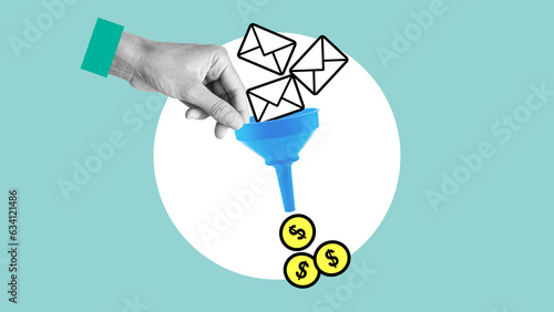 Tablou pe pânză Conversion rate optimization CRO is shown using the collage with funnel and coin