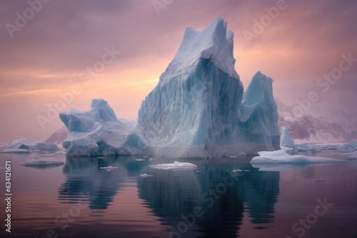 contrasting warm and cold tones in iceberg formations