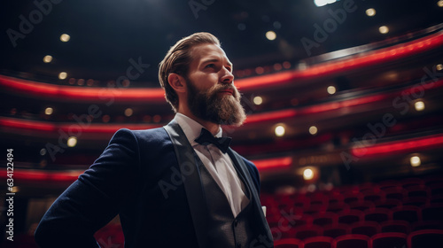 Suited Man with Beard Approaching Stage