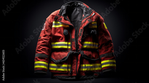 Firefighter's uniform isolated on black background 