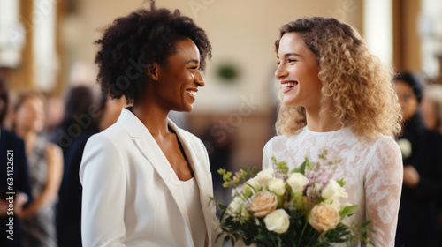 Bride Holding Bouquet Gazes at Groom