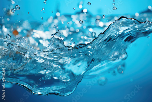 Energetic Water Splash with Luminous Bubbles
