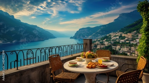 Exquisite villa perched on the stunning Amalfi Coast of Italy, offering unparalleled vistas of the glistening Mediterranean Sea and terraced cliffs