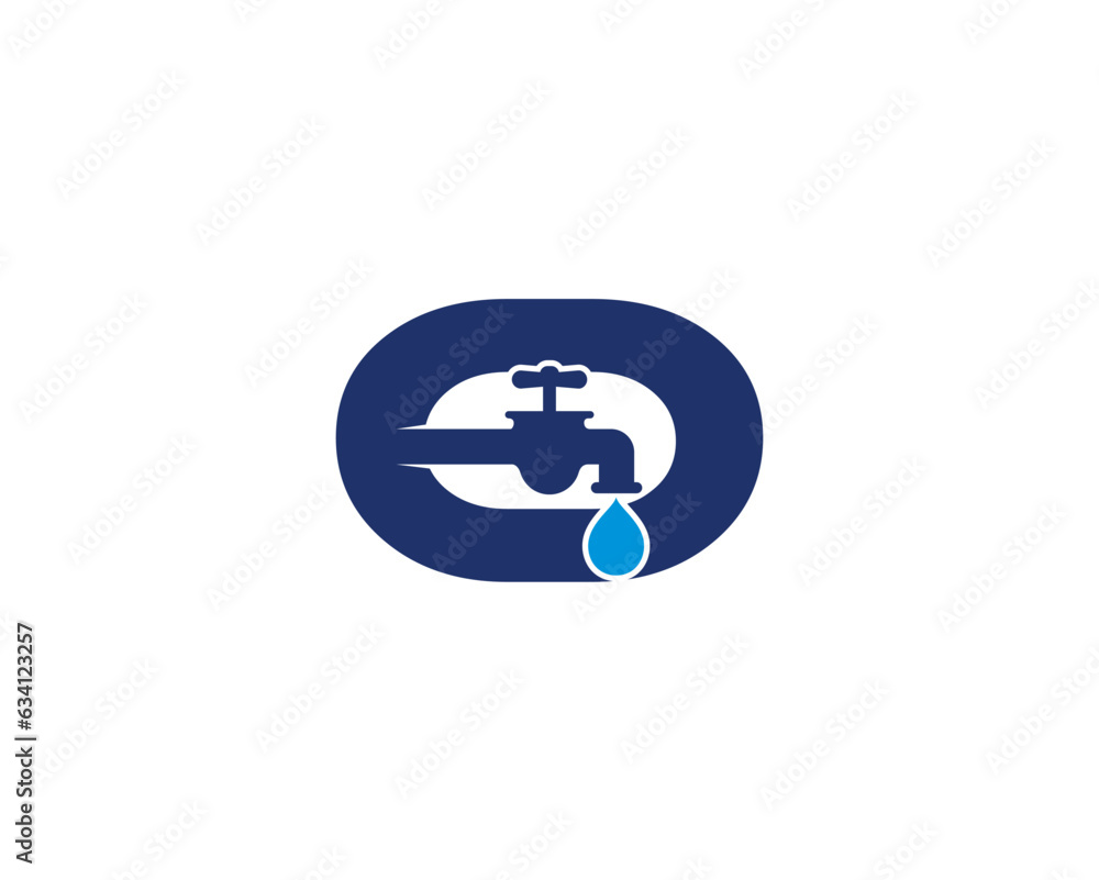 Letter O and Faucet Logo Design 001 Letter O and Faucet Logo Design 001