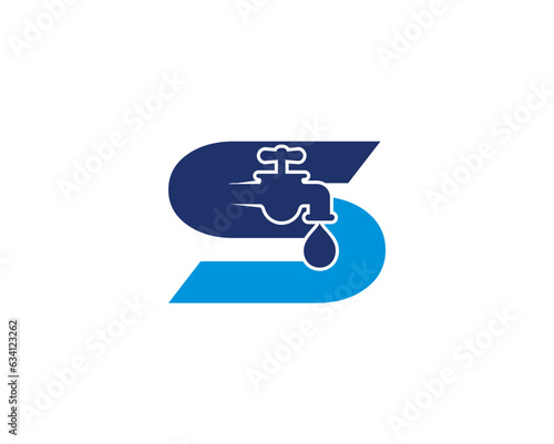 Letter S and Faucet Logo Design 001