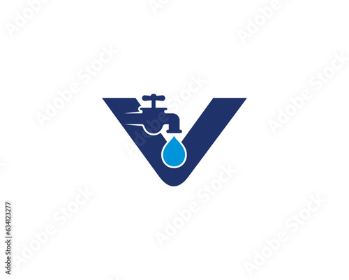 Letter V and Faucet Logo Design 001