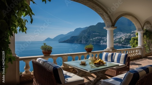 Exquisite villa perched on the stunning Amalfi Coast of Italy, offering unparalleled vistas of the glistening Mediterranean Sea and terraced cliffs © Damian Sobczyk