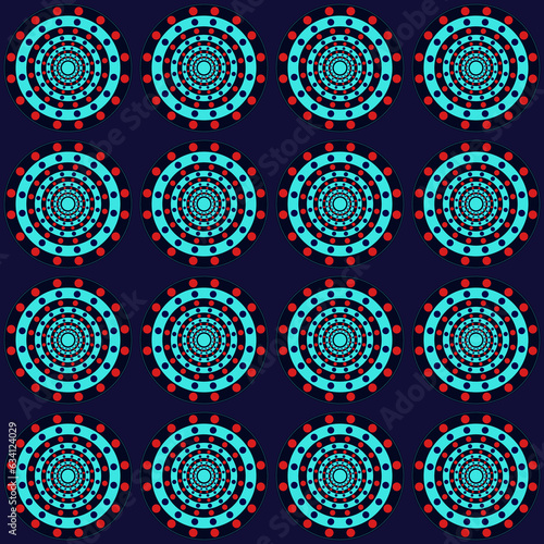 Seamless pattern, abstract background, line art circles in ethnic style.