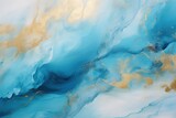 Pastel Seascapes Abstract Gold Turquoise on Blue Canvas Enchanted Lagoon Blue Pastel with Abstract Gold Turquoise