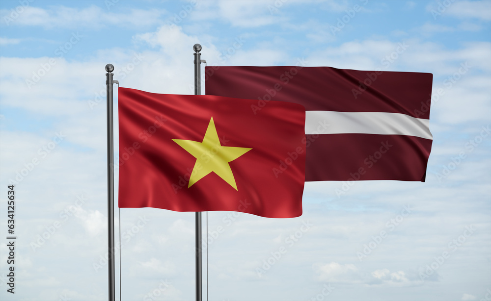 Latvia and Vietnam flag Latvia and Vietnam flag