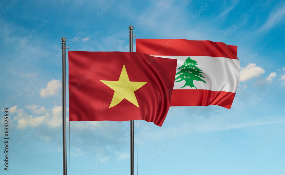 Lebanon and Vietnam flag Lebanon and Vietnam flag