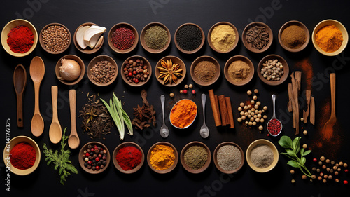 knolling, Cooking Ingredients: Measuring cups, spices, wooden spoons, and mixing bowls organized in a culinary setup