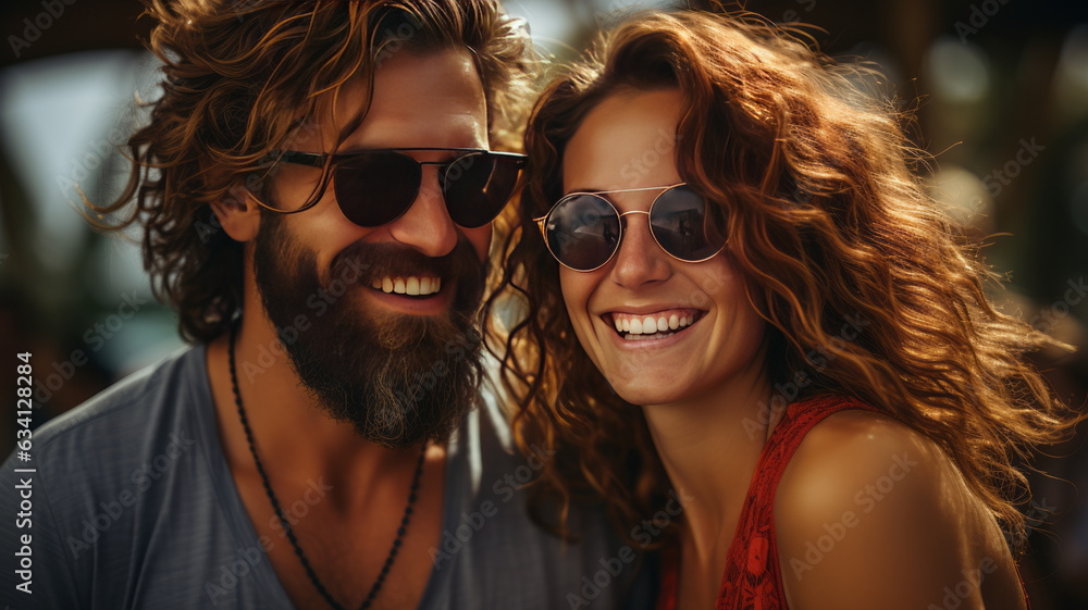 Close up photography of an happy beautiful and fit couple having fun Generative ai