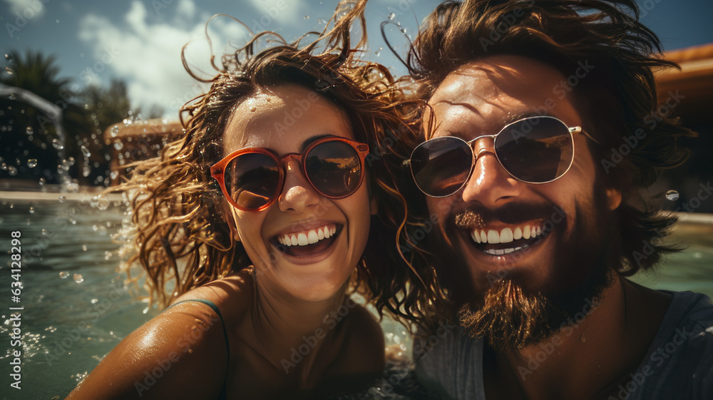 Close up photography of an happy beautiful and fit couple having fun.generative ai