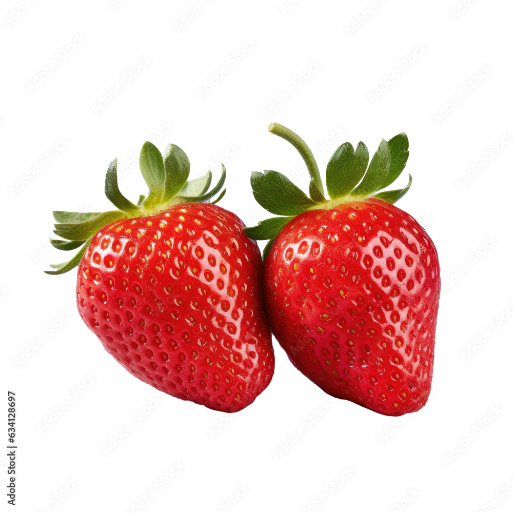 Two ripe strawberries on transparent background Two ripe strawberries on transparent background