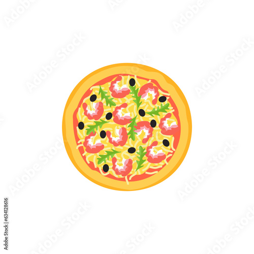 vector illustration of pizza on isolate background. Traditional italian fast food. Top view meal. European snack