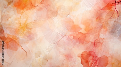 a horizontal image of pressed translucent light pink flowers on rice paper as a background in a Floral-themed image as a JPG horizontal format. Generative AI