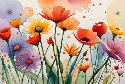 AI-generated watercolor flowers on a neutral background