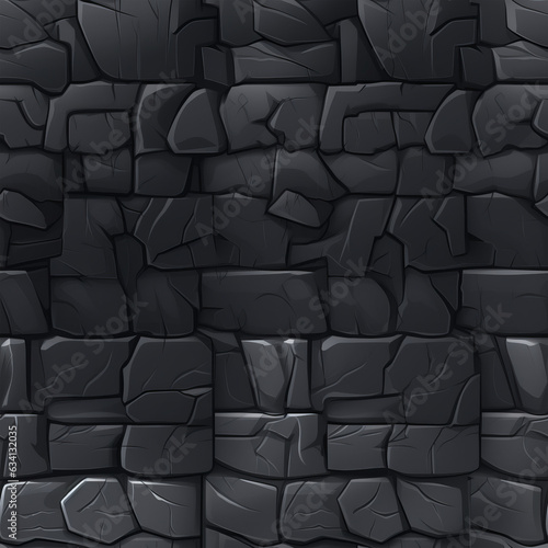 A black and white stone wall background - Seamless texture