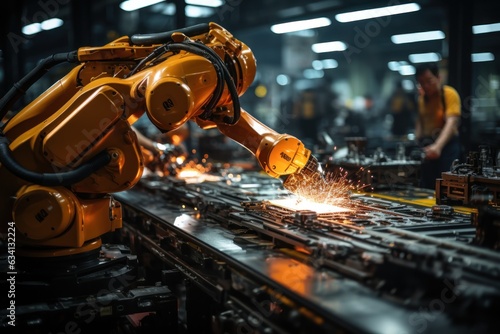 Robotic welding in the industrial mega factory with generate Ai.