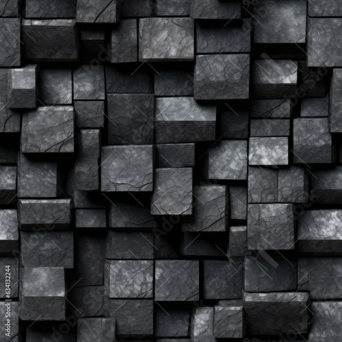 Black and white cubes arranged in a geometric pattern - Seamless texture
