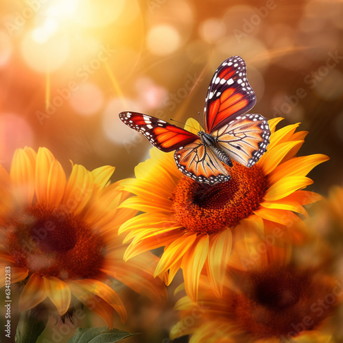 A vibrant butterfly perched on a sunflower, capturing the beauty of nature in a single frame