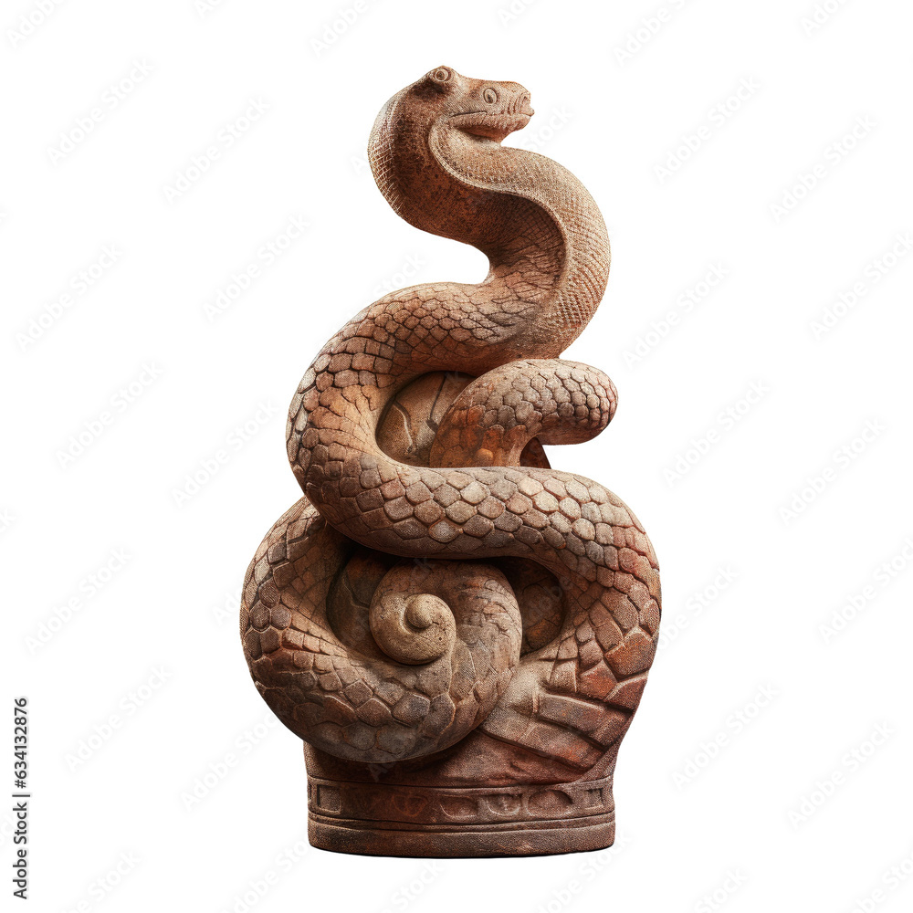 Obraz premium Snake stone carving from Khmer sculpture displayed against a transparent background