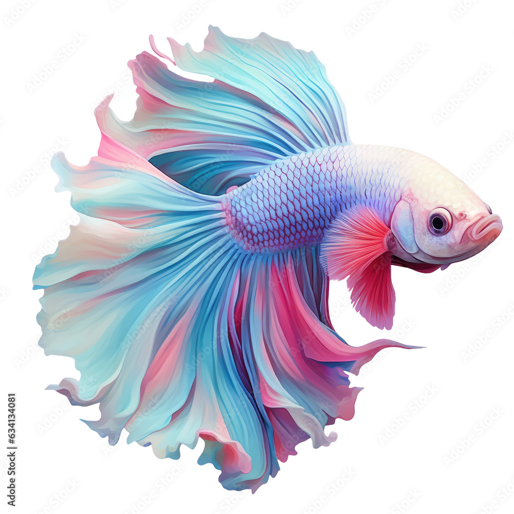 Multi colored Betta splendens Rosetail Half Moon on transparent background Multi colored Betta splendens Rosetail Half Moon on transparent background