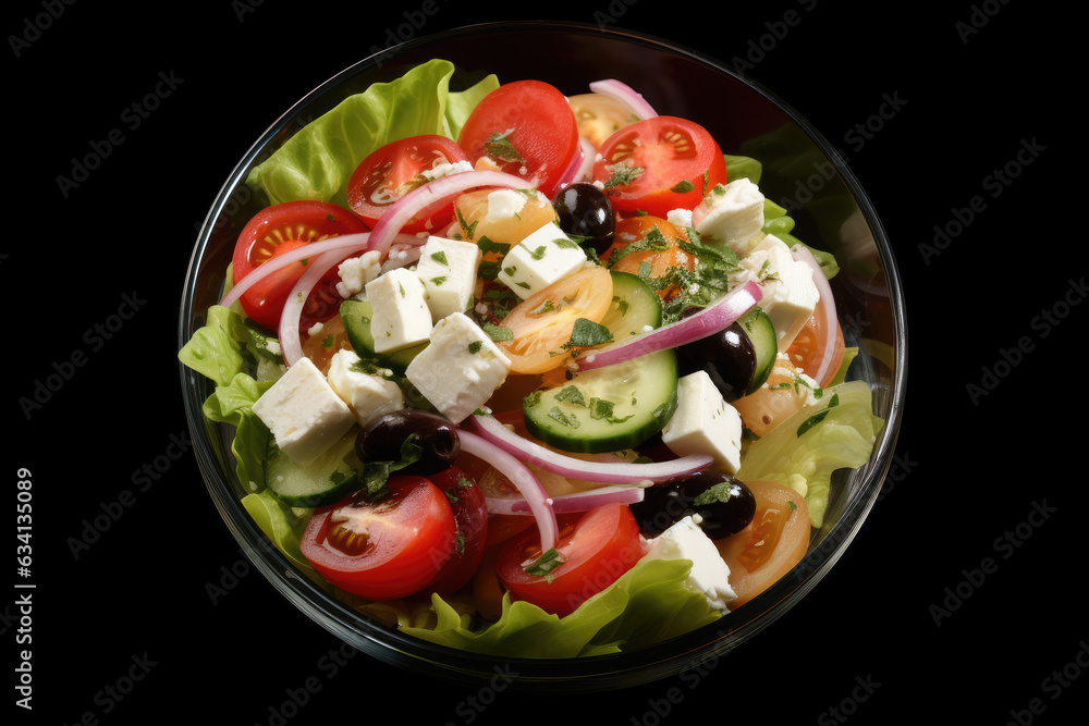 greek Salad with feta, tomatoes, cucumber and black olives