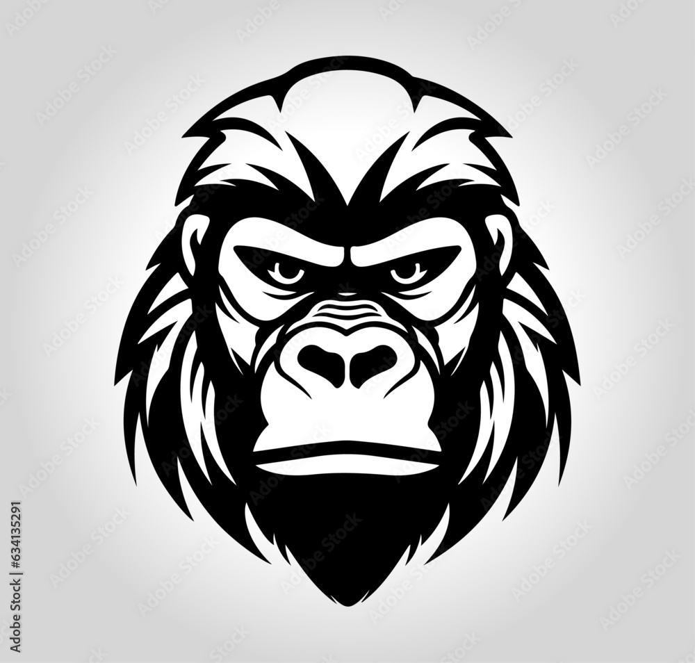 Gorilla Kopf Portrait Vector Tier Logo